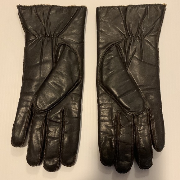 DARK Brown Leather Gloves with Lining Size M - Picture 4 of 17
